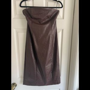 7 For All Mankind Faux Leather Strapless Dress